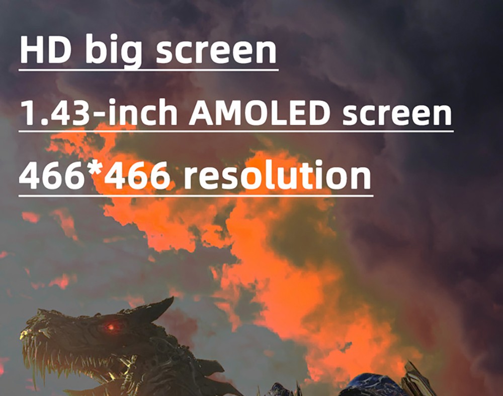 LOKMAT SKY GT Smartwatch Heart Rate Monitor, 1.43'' AMOLED LCD Screen, 4G Calling, Bluetooth 5.0, GPS Position - Black