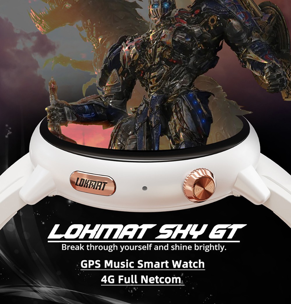 LOKMAT SKY GT Smartwatch Heart Rate Monitor, 1.43'' AMOLED LCD Screen, 4G Calling, Bluetooth 5.0, GPS Position - Black