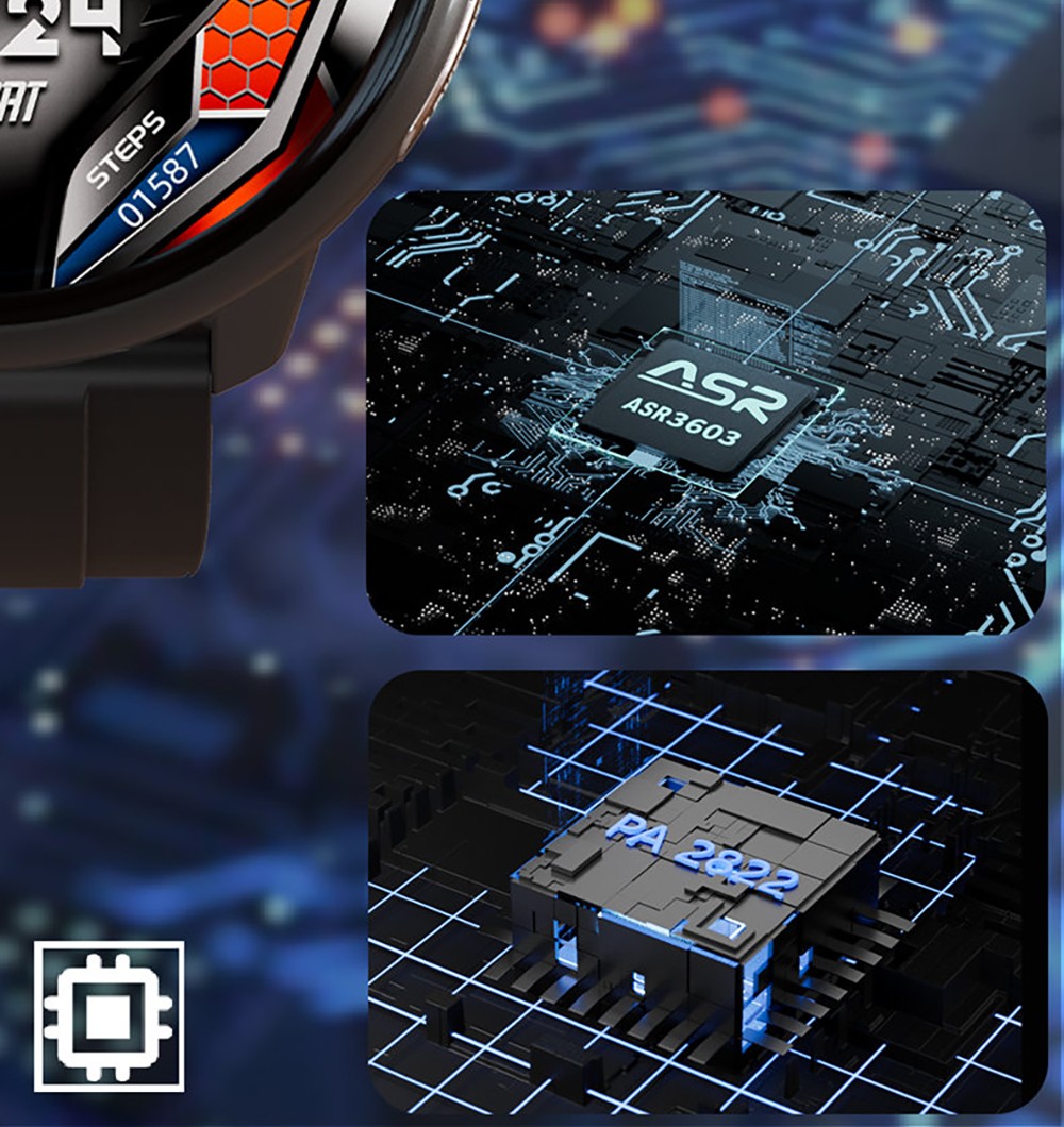 LOKMAT SKY GT Smartwatch Heart Rate Monitor, 1.43'' AMOLED LCD Screen, 4G Calling, Bluetooth 5.0, GPS Position - Black