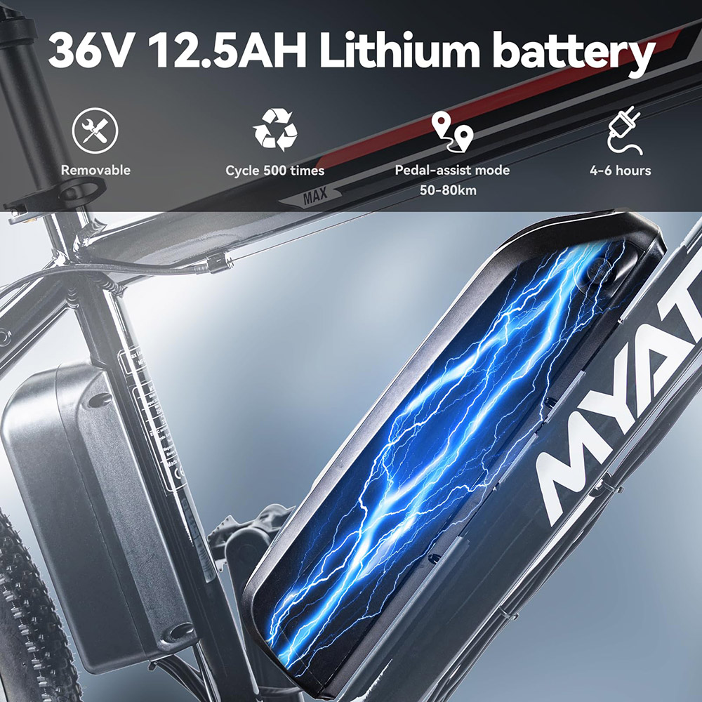 Myatu M0126 Spoked Wheel Electric Bike, 250W Motor 36V 12.5Ah batéria Maximálna rýchlosť 25km/h Dojazd 50mil Shimano 21 rýchlostí