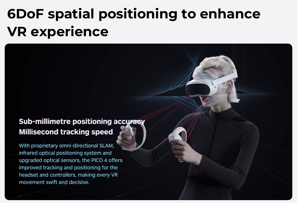 PICO 4 VR Headset, 8GB+256GB, WiFi 6 Bluetooth 5.1 - Chinese Version