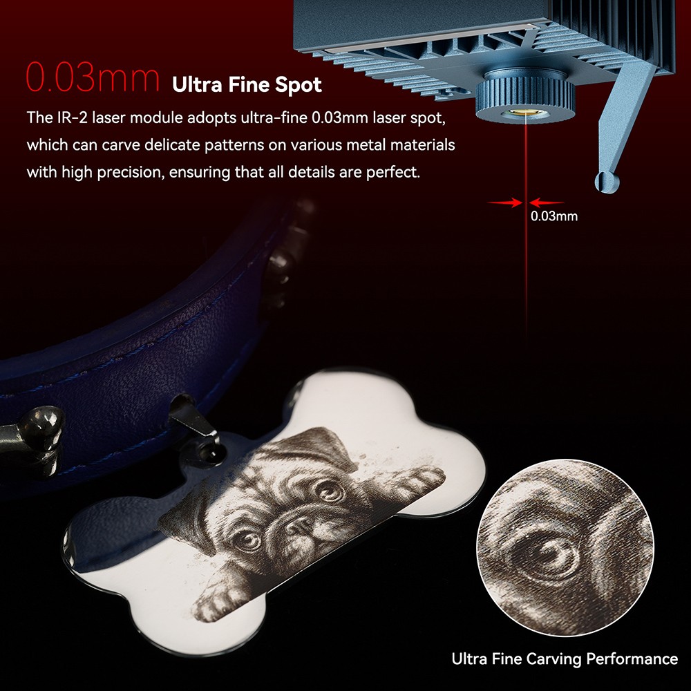 SCULPFUN IR-2 2W infračervený laserový modul, vlnová dĺžka 1064nm, 0.03mm laserový bod, pre sériu S9 / S10 / S30 / S30 Ultra / SF-A9