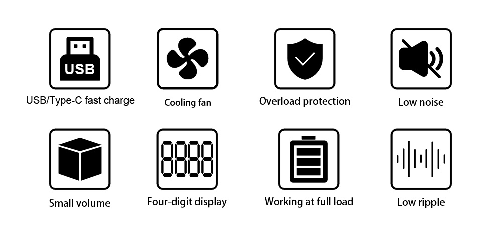 WANPTEK DPS3010U Solid-state Adjustable Regulated DC Power Supply, 30V 10A, Encoder Adjustment, USB Type-C Fast Charge, 4-Digit Display, Low Ripple, Low Noise, Cooling Fan Black - EU Plug