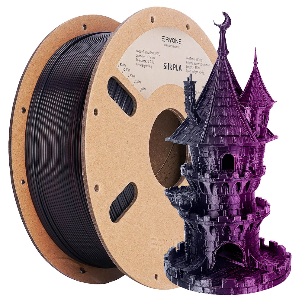 ERYONE Dual Color Silk PLA Filament 1kg - Black & Rose Red