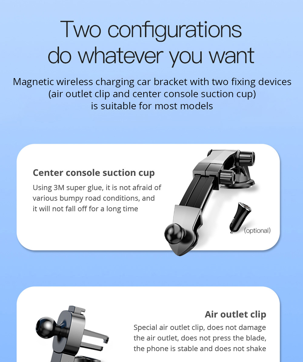 ESSAGER Qi 15W RGB Magnetic Car Phone Holder Wireless Charger for iPhone 14 13 Pro Max Samsung Universal - Air Outlet Type