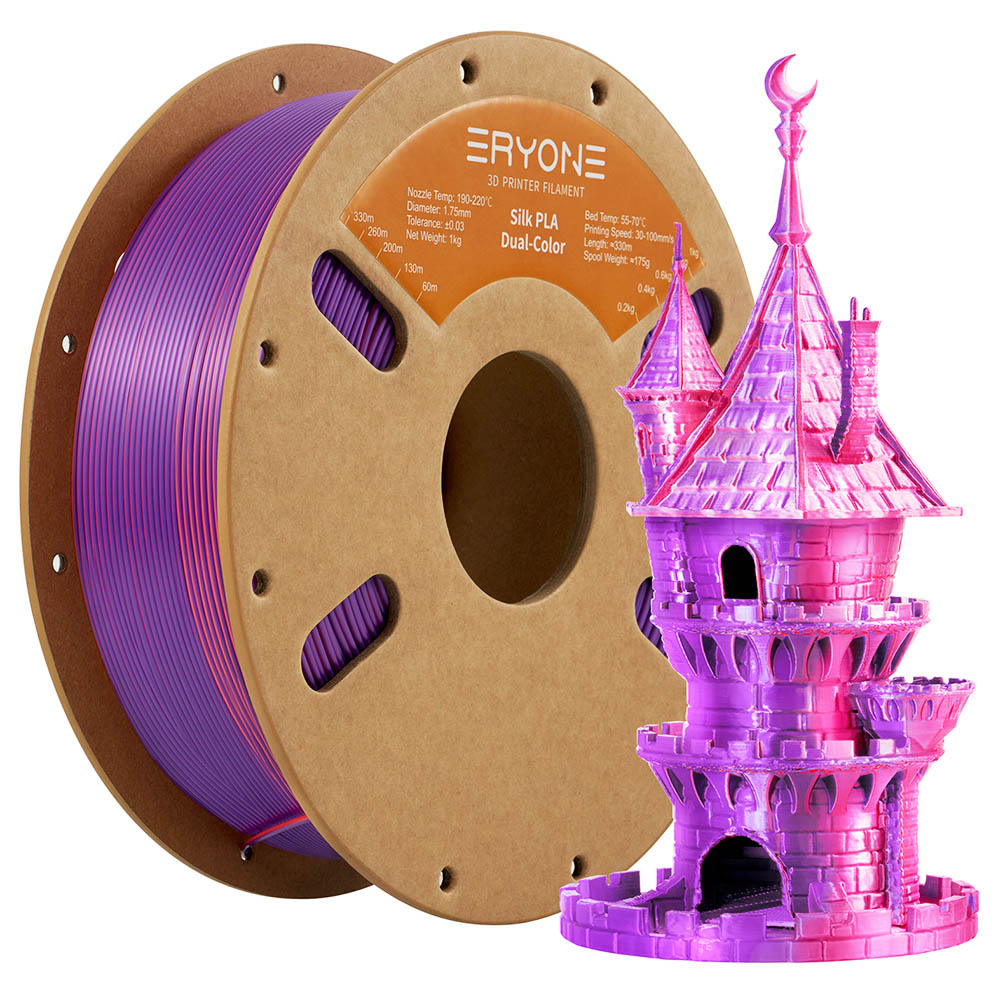 5kg ERYONE Dual Color Silk PLA Filaments - (1kg Rose Red & Light Blue + 1kg Dark Green & Black + 1kg Black & Purple + 1kg Orange Red & Purple + 1kg Gold & Blue)