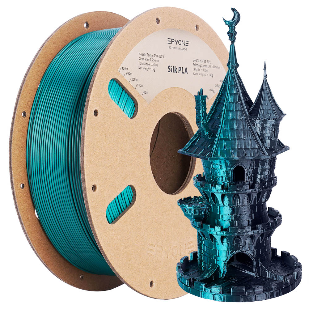 ERYONE Dual Color Silk PLA Filament 1kg - Dark Green & Black
