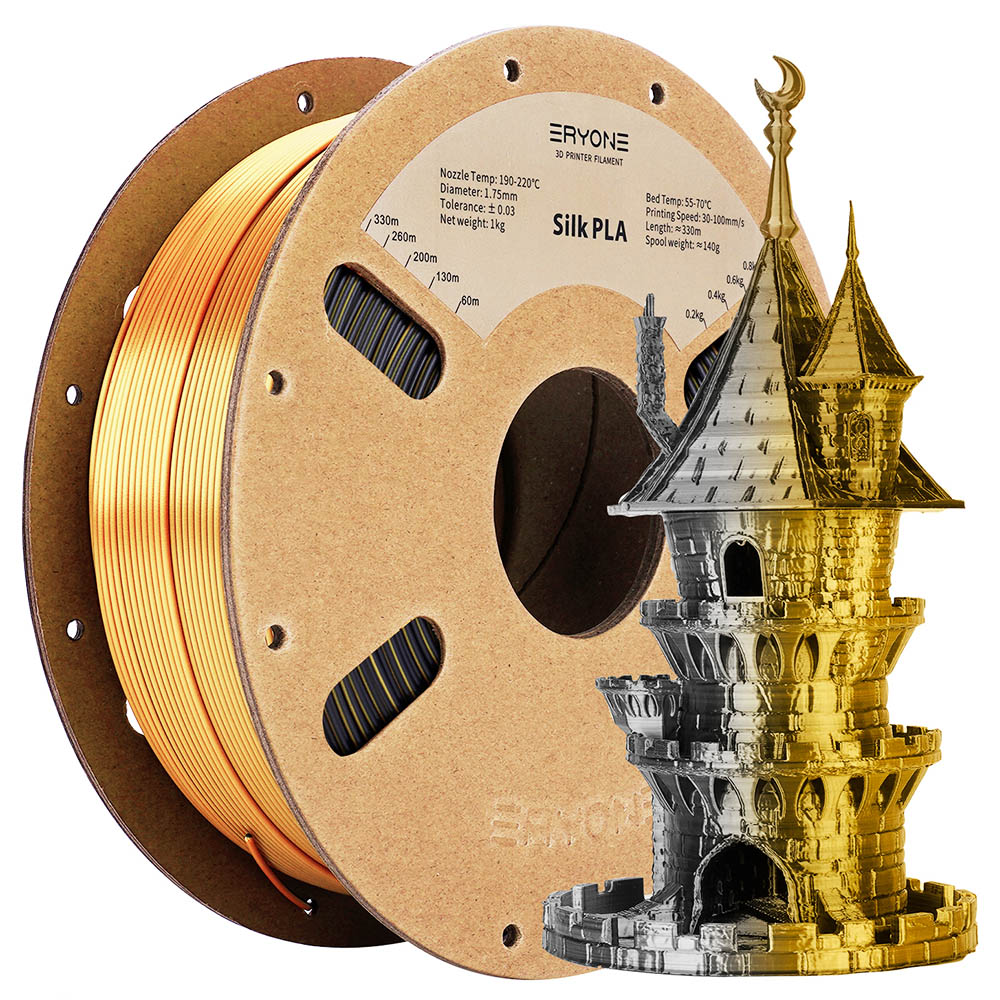 ERYONE Dual Color Silk PLA Filament 1kg - Black & Dark Gold