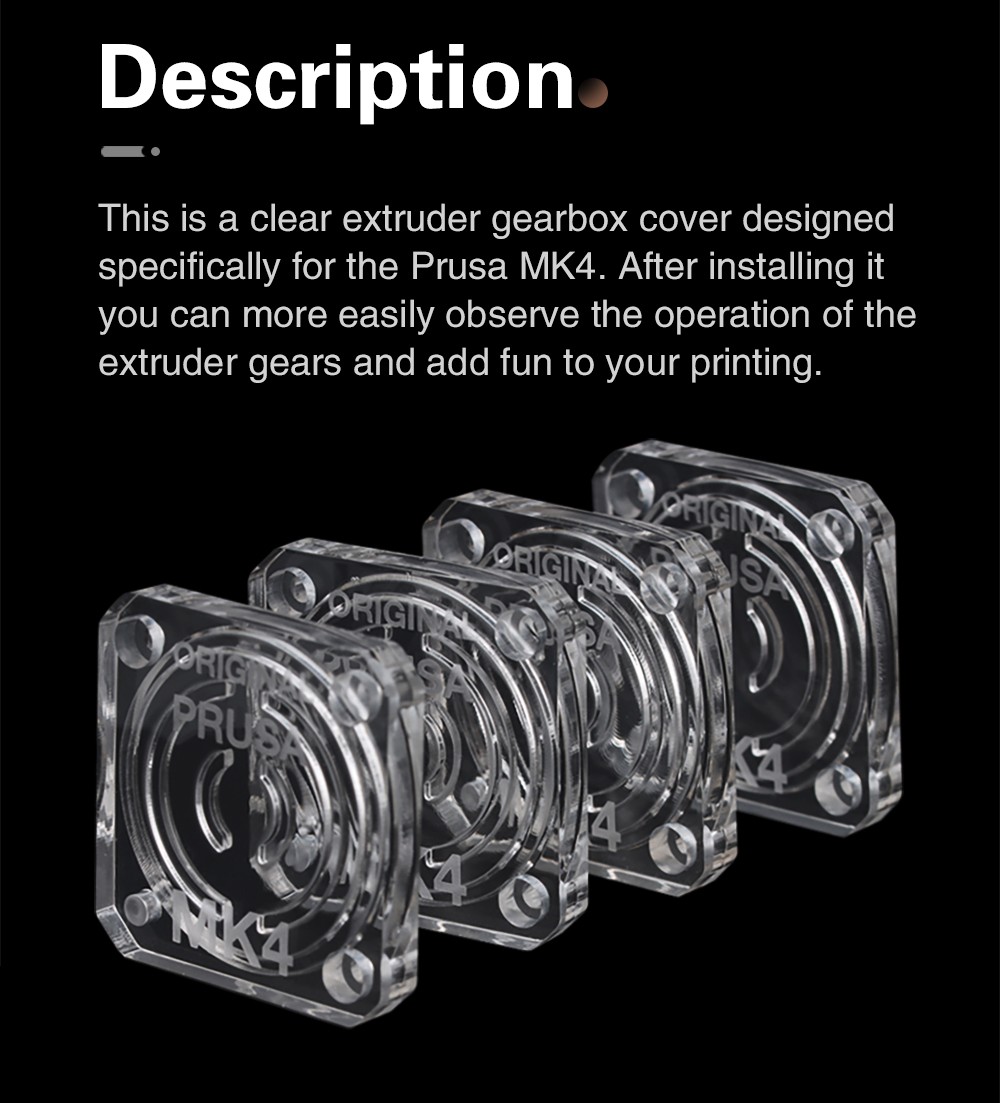 2pcs Trianglelab Transparent Gearbox Cover for Prusa MK4 - Text and No Text Version