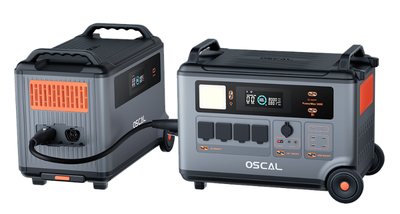 Oscal PowerMax 3600 Robustná napájacia stanica + Oscal BP3600 3600Wh Extra Battery Pack, 3600Wh až 57600Wh LiFePO4 batéria, 14 výstupov, 5 LED svetelných režimov, Morseova signalizácia