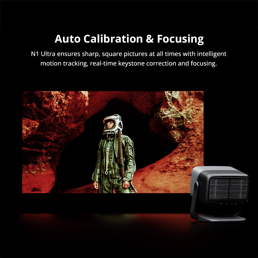 JMGO N1 Ultra 4K Triple Laser Projector, 360&deg; Freestyle Gimbal, 2200 CVIA Lumen, HDR 10, 10W*2 Dynaudio Speakers, Instant Keystone Correction - EU Plug