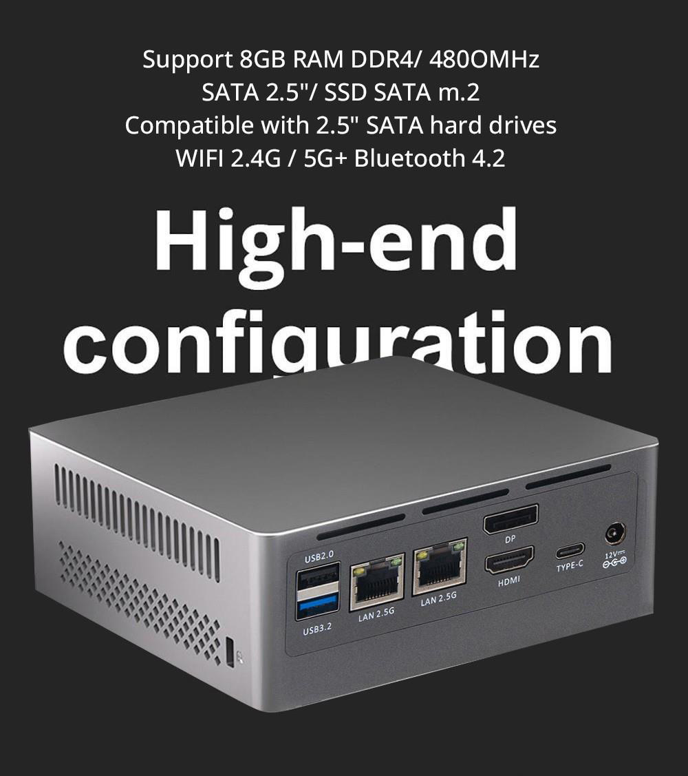 T-bao N9N Pro Mini PC Intel Core i3-N305 Processor, 8GB RAM and 256GB ROM, Windows 11 Pro, 5*USB3.2, 2*RJ45 Ports - EU