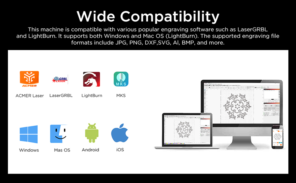 ACMER P1 S Pro Laser Engraver, 6W Output Power, 10000mm/min Max Printing Speed, 0.06mm Laser Focus Spot, 0.01mm Accuracy, Four-wheel Structure, 380x370mm