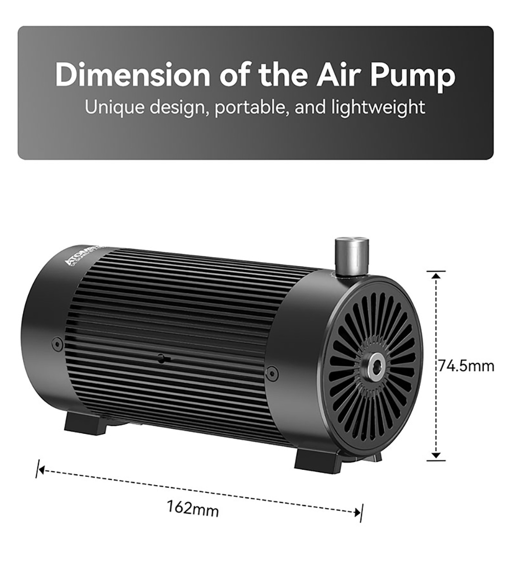 Vzduchové čerpadlo ATOMSTACK F30-B, nastaviteľný prietok vzduchu 10-30 l/min, pre ATOMSTACK A6 / A12 / A24PRO