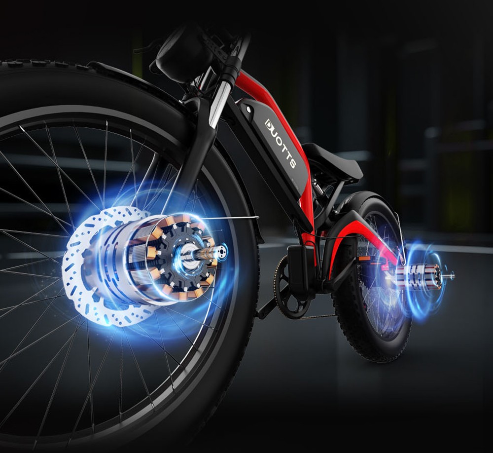 DUOTTS N26 Electric Bike, 750W*2 Motors, 55km/h Max Speed, 26*4.0'' Nafukovacie pneumatiky, 48V 20Ah batéria Samsung, dojazd 120-150km, 7-rýchlostný Shimano, max. zaťaženie 200kg čierna