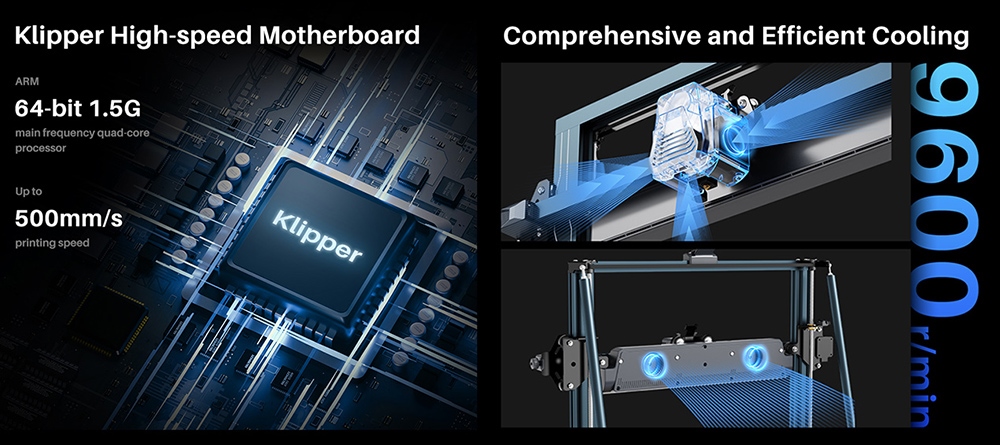 3D tlačiareň Elegoo Neptune 4 Max, automatické vyrovnávanie, maximálna rýchlosť tlače 500 mm/s, firmvér Klipper, vysokoteplotná tryska 300 C, chladiaci ventilátor, pripojenie WiFi, 420x420x480 mm