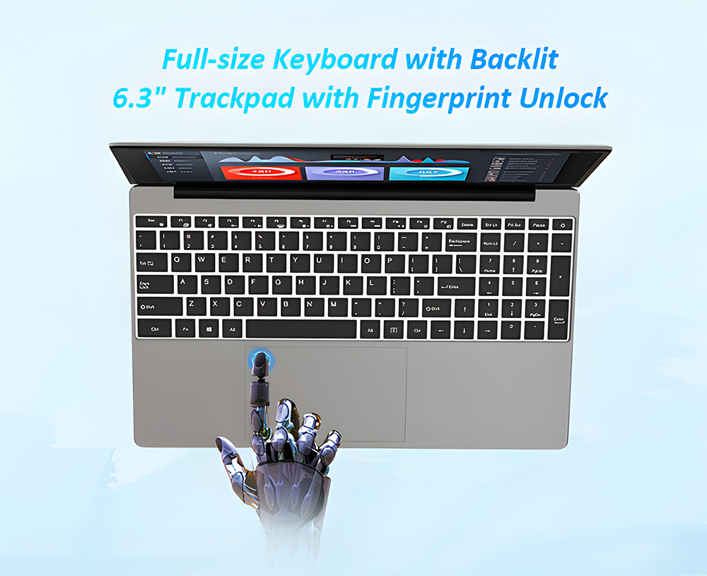 GXMO F152R7 Laptop, 15.6-inch 2560*1440 IPS FHD Screen, AMD Ryzen7 5700U 8 Cores Up to 4.3GHz, 16GB RAM 1TB SSD, Dual-band WiFi Bluetooth 4.2, 1*MiniSD Card Slot 2*USB 3.0 1*Full Function Type-C 1*Mini HDMI 1*Audio Jack, Fingerprint Unlock