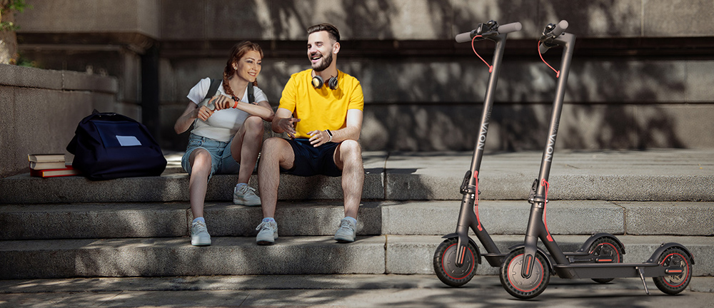 NOVAMILE N20 Electric Scooter 350W Motor 36V 10Ah Battery, 25km/h Max Speed, Dual Disc Brakes, 265lbs Payload, 8.5