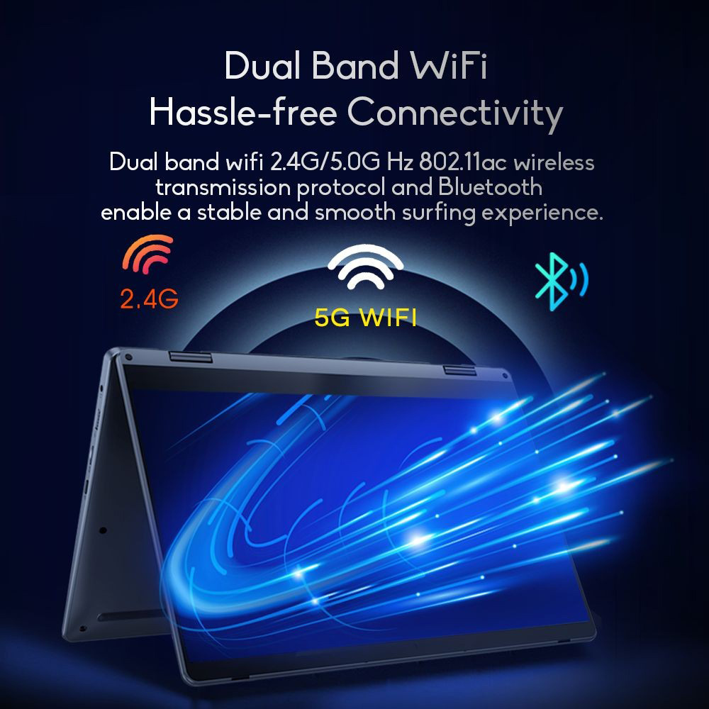 Ninkear N14 Touchscreen Laptop, 14'' 4K IPS Screen, 360&deg; Flipping, Intel Celeron N95 4 Cores Up to 3.4Ghz, 16GB RAM 1TB SSD, Dual-band WiFi Bluetooth4.2, 1*Full-function USB-C 1*USB3.0 1*Micro SD Card Reader, Fingerprint Recognition, Backlit Keyboard