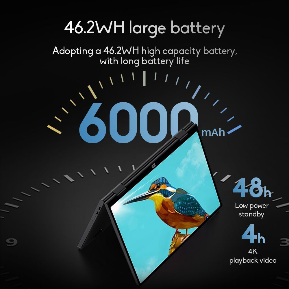 Ninkear N14 Touchscreen Laptop, 14'' 4K IPS Screen, 360&deg; Flipping, Intel Celeron N95 4 Cores Up to 3.4Ghz, 16GB RAM 1TB SSD, Dual-band WiFi Bluetooth4.2, 1*Full-function USB-C 1*USB3.0 1*Micro SD Card Reader, Fingerprint Recognition, Backlit Keyboard