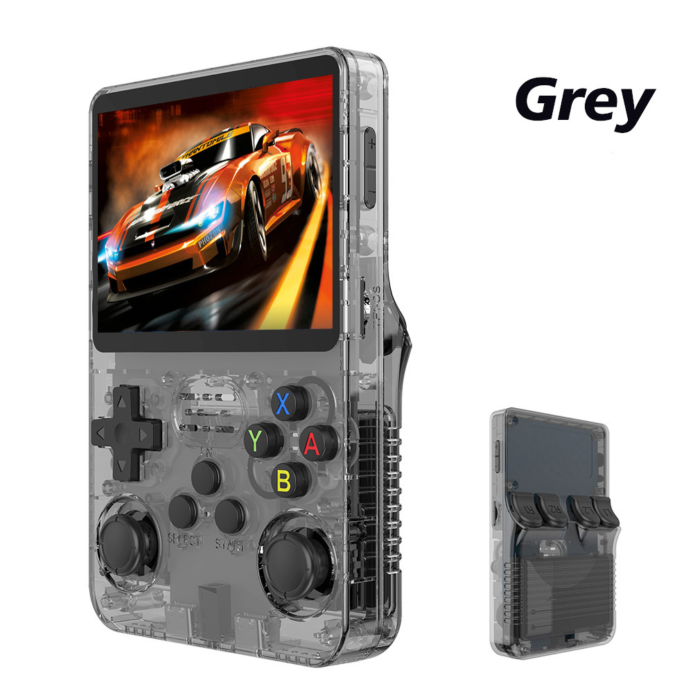 R36S Handheld Game Console, 3.5-inch IPS Screen, Linux System, 11 Emulator, 128GB - Grey