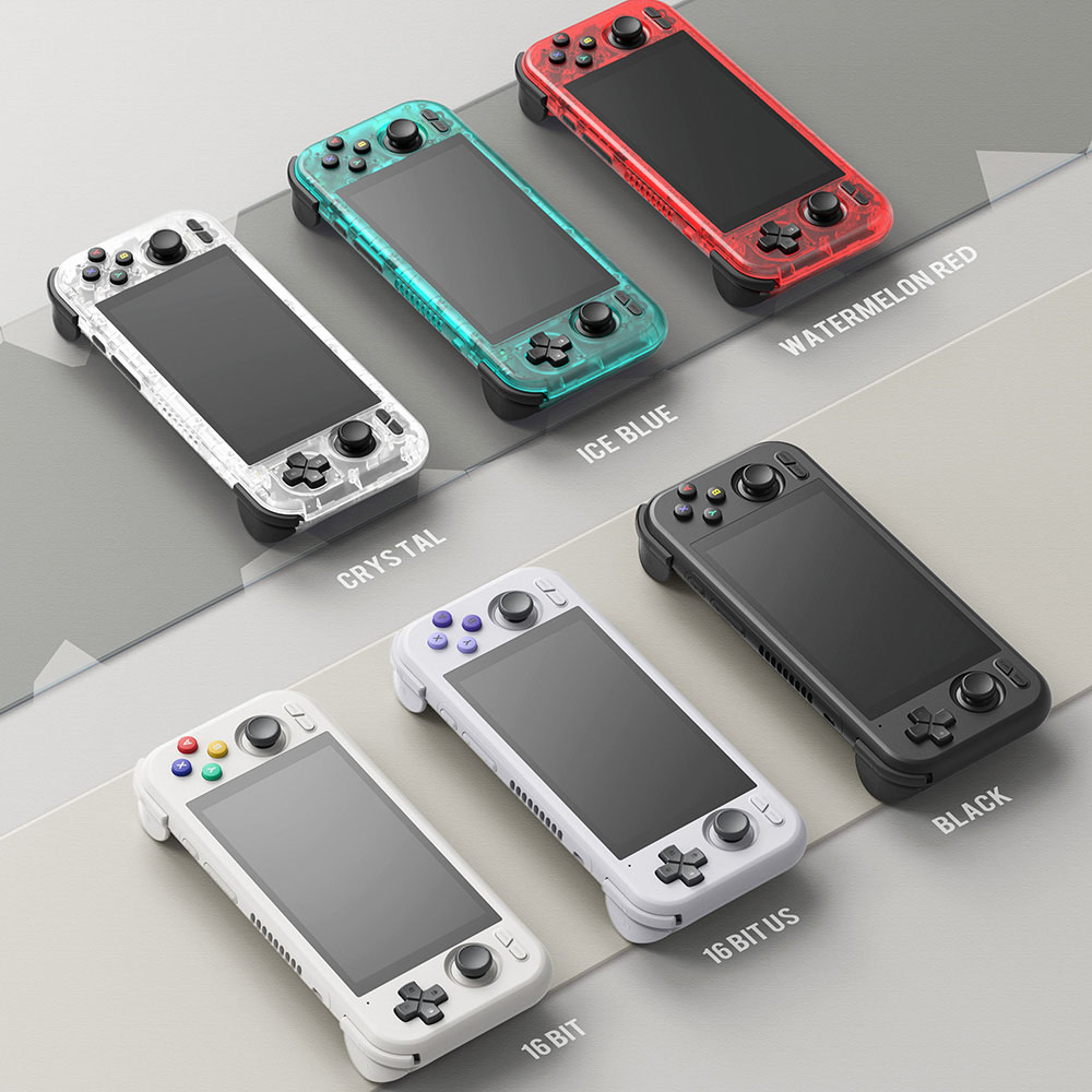 Retroid Pocket 4 Pro-Spielekonsole, 4,7-Zoll-Touchscreen, 8 GB RAM, 128 GB Speicher, keine vorinstallierten Spiele, Android 13, Moonlight-Streaming – Grau (bunte ABXY-Tasten)