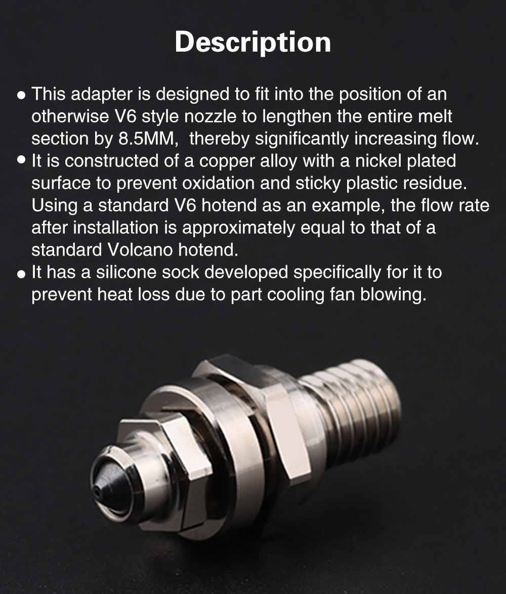 Trianglelab ZS-MZE-HF PLUS Melt Zone Extender for V6 Dragon Rapido Hotend