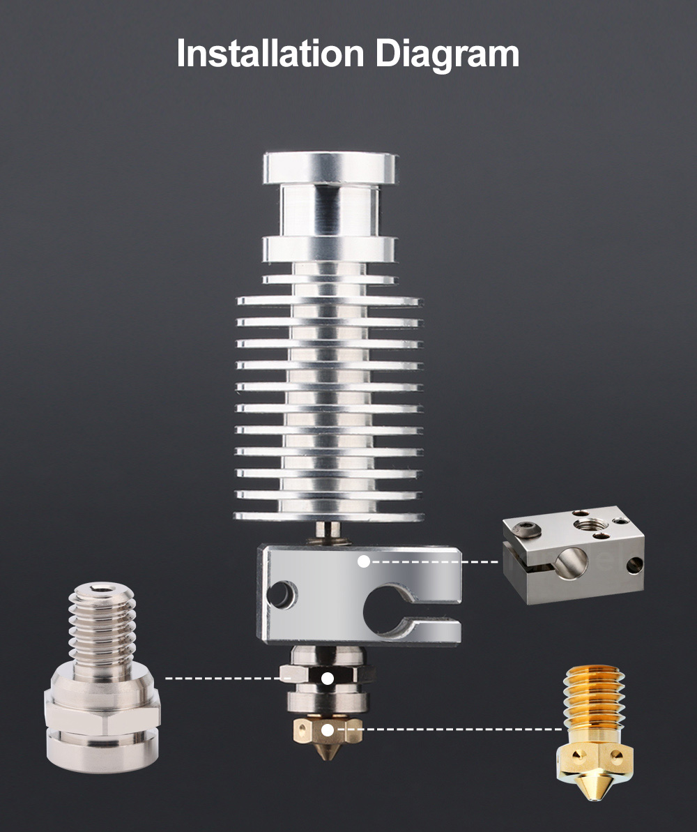 Trianglelab ZS-MZE-HF PLUS Melt Zone Extender for V6 Dragon Rapido Hotend