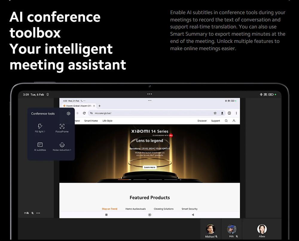 Xiaomi Pad 6S Pro 12.4'' Tablet, 3048*2032 144Hz LCD Screen, Snapdragon 8 Gen 2 CPU, 8GB RAM 256GB ROM, WiFi 7 Bluetooth 5.3, 50MP Main Camera + 32MP Front Camera, 10000mAh Battery, Supports NFC Tag - Green, Chinese Version