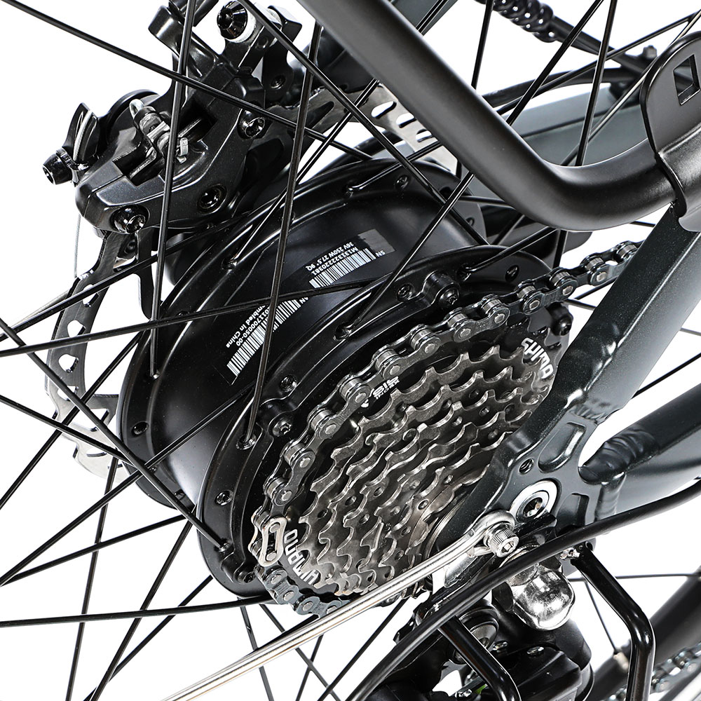 T1 Step-Thru Elektrický trekingový bicykel 27.5 palcové pneumatiky CST 36V 13Ah batéria 250W bezkefový motor 25Km/h Shimano 7 prevodov 100km max. dojazd IPX4 vodotesnosť 120kg max. zaťaženie dvojkotúčové brzdy - sivé