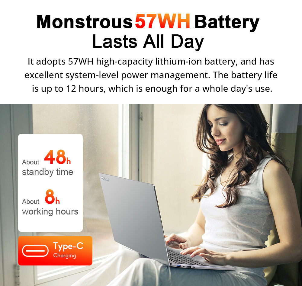 Ninkear A15 Plus 15.6-inch Laptop, AMD Ryzen7 5700U 8 Cores 4.3GHz, 1920x1080 IPS FHD Screen, 32GB DDR4 RAM 1TB SSD, WiFi 6.0 Bluetooth 4.0, 57WH Battery, Full-featured Type-C, Fingerprint Backlit Keyboard, USB3.0*2 HDMI*1 Micro SD Card Reader *1