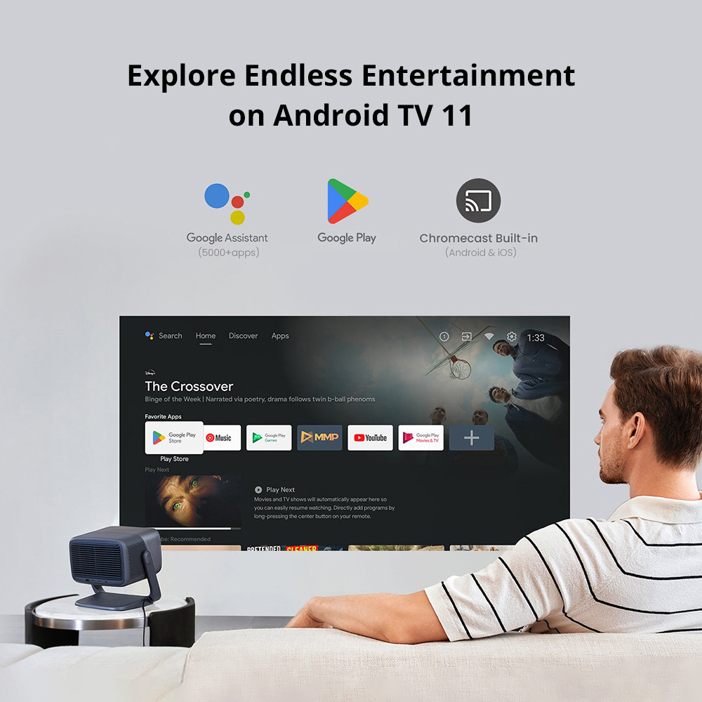 JMGO N1 Ultra 4K Triple Laser Projector, 360&deg; Freestyle Gimbal, 2200 CVIA Lumen, HDR 10, 10W*2 Dynaudio Speakers, Instant Keystone Correction - EU Plug