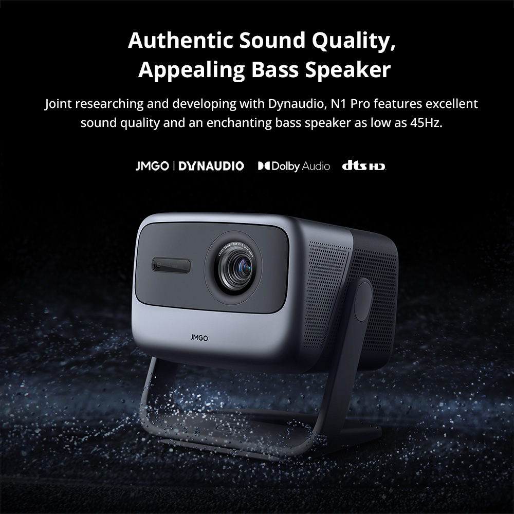 JMGO N1 Pro 1080P Triple Laser Projector with Flexible Gimbal Adjustment, 4K Decoding Supported, 1500 CVIA Lumens, Instant Keystone Correction, 10W*2 Dynaudio Speakers - EU Plug