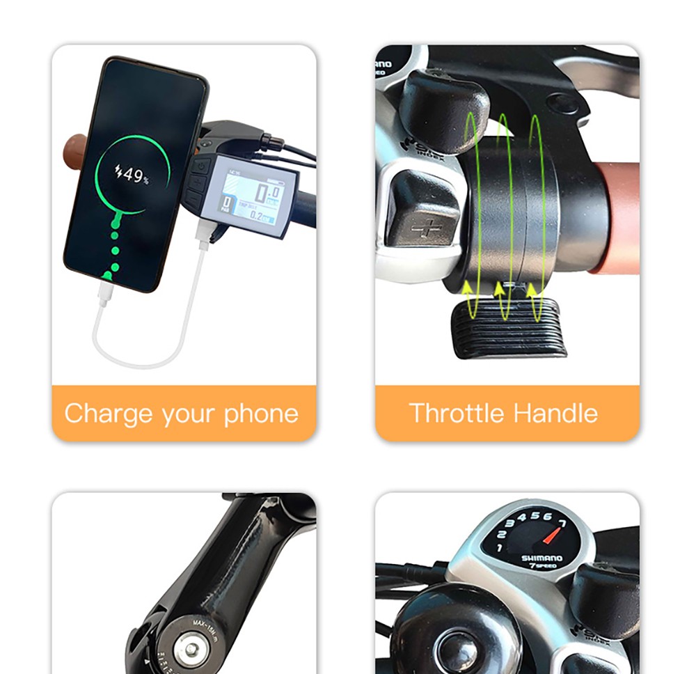 Bezior M2 Pro Electric Moped Bike 500W Motor 100km Range 14.5Ah Battery 26*2.125'' Wheels 25km/h Max Speed - Black