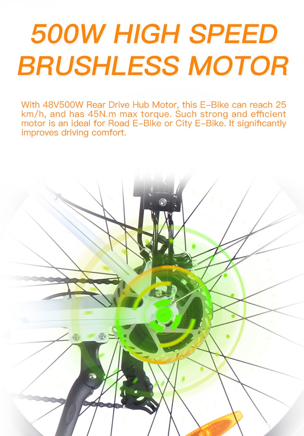 Bezior M2 Pro Electric Moped Bike 500W Motor 100km Range 14.5Ah Battery 26*2.125'' Wheels 25km/h Max Speed - Black