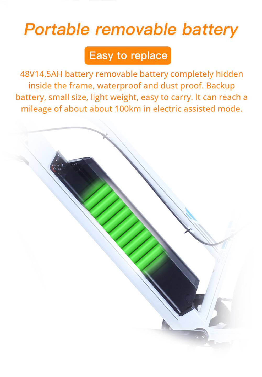 Bezior M2 Pro Electric Moped Bike 500W Motor 100km Range 14.5Ah Battery 26*2.125'' Wheels 25km/h Max Speed - Black