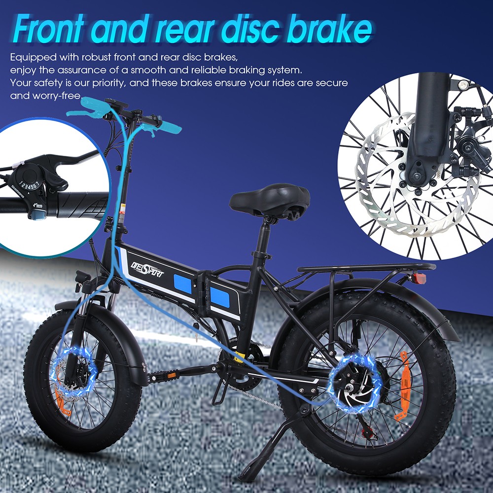 ONESPORT OT10 20*4.0 inch Fat Tire Foldable Electric Bike 500W Motor, 48V 12Ah Battery Max 100km Range Shimano 7-speed Dual Disc Brake Aluminum Frame - Black