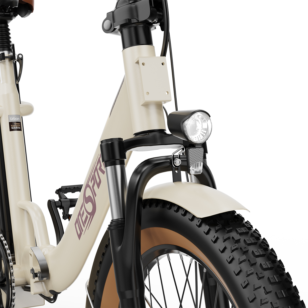ONESPORT OT16-2 Elektrický bicykel 20*3.0 palcové pneumatiky, 350W motor 48V 15Ah batéria Max. rýchlosť 25km/h Kotúčové brzdy - biely