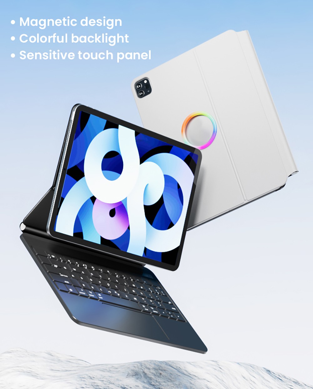 Wireless Bluetooth 5.3 Keyboard for 12.9'' iPad Pro with USB-C Charging - Black