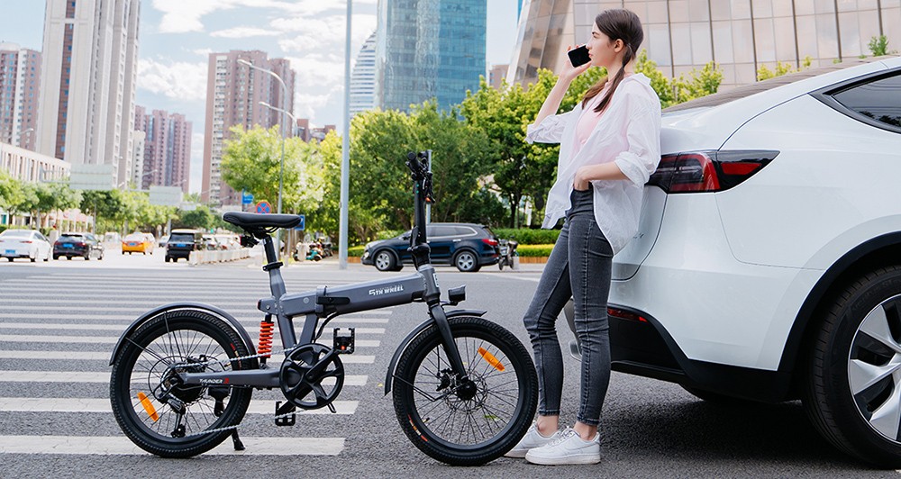 5TH WHEEL Thunder 2 Electric Bike, 250W Motor, 36V 10.4Ah Battery, 20-inch Rubber Tires, 25km/h Max Speed, 80km Max Range, Shimano 6-speed, Disc Brakes