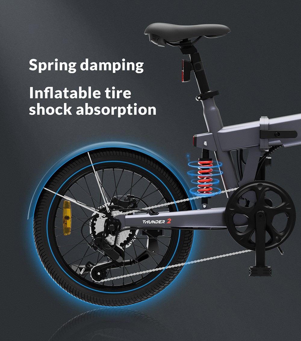 5TH WHEEL Thunder 2 Electric Bike, 250W Motor, 36V 10.4Ah Battery, 20-inch Rubber Tires, 25km/h Max Speed, 80km Max Range, Shimano 6-speed, Disc Brakes