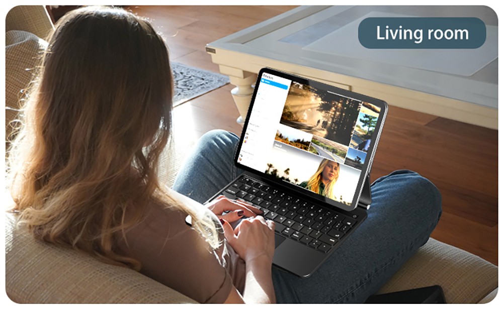 Wireless Bluetooth 5.3 Keyboard for 12.9'' iPad Pro with USB-C Charging - Black