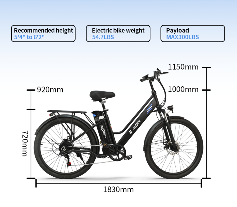 ONESPORT OT18 Elektrobicykel, 26*2,35 palcov pneumatiky 350W motor 36V 14,4Ah batéria 100km dojazd 25km/h max. rýchlosť - čierny