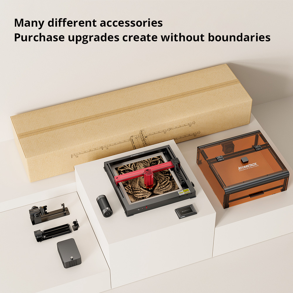 ATOMSTACK A24 Pro 24W Laser Engraver Cutter, Fixed Focus, 0.02mm Engraving Precision, 600mm/s Engraving Speed, 32-bit Motherboard, Cross Laser Positioning, App Control, 365x305mm - EU Plug