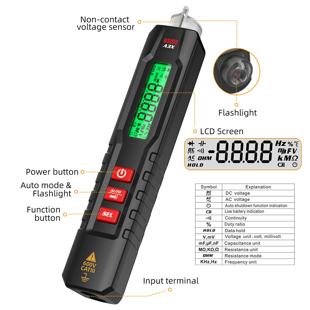 Bside A3x Voltage Tester Detector With Storage Bag 2534