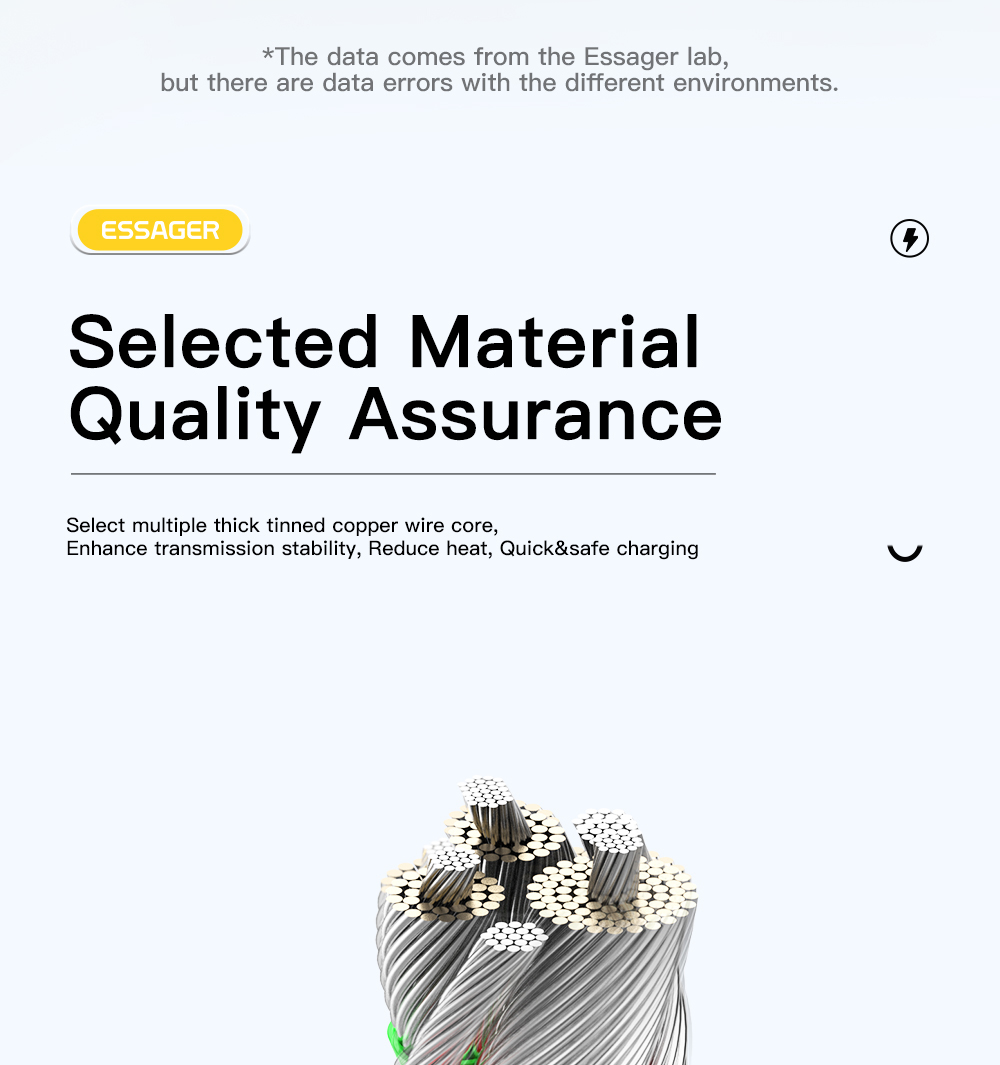 ESSAGER 100W 7A USB-A to Type-C Charging Cable, with Transparent Technology, LED Light, for Samsung, Oppo, Vivo - Black