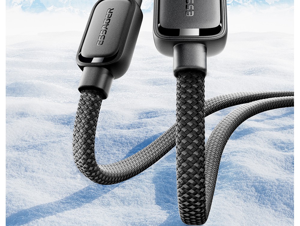 ESSAGER 100W 7A USB-A to USB-C Charging Cable, USB2.0 480Mbps, Magnetic Adsorption, High Density Weaving, Smart Chip