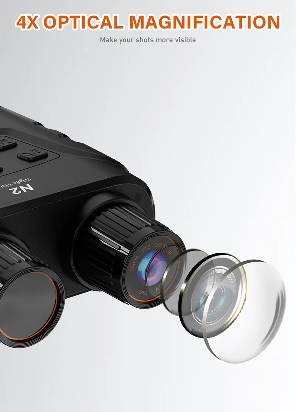 Binokulárne okuliare na nočné videnie GTMEDIA N2, 32G pamäťová karta, 5-násobný zoom, 2.31-palcová obrazovka HD