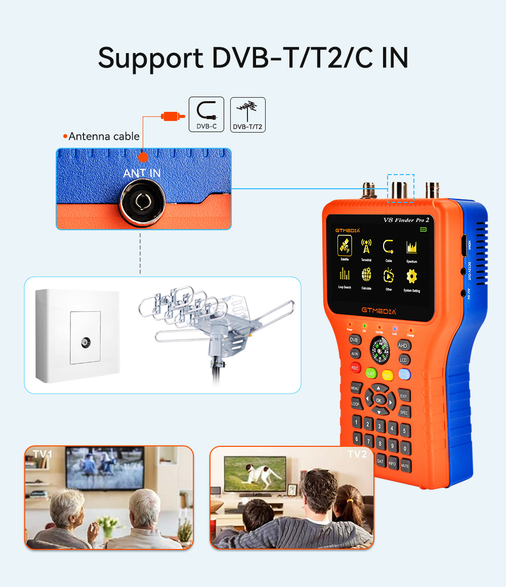 GTMEDIA V8 Finder Pro 2 Satellite Finder - Orange, EU Plug | Europe