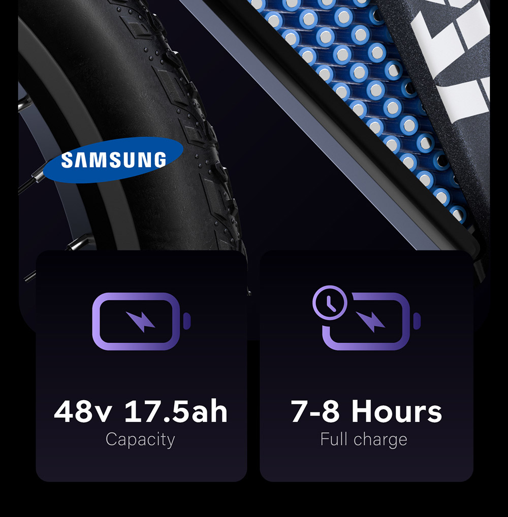 GUNAI GN68 Electric Bike, 2*1000 Motor, 48V 17.5Ah Battery, 26*3.0-inch Fat Tires, 50km/h Max Speed, 80km Max Range, Shimano 7 Speed, Mechanical Disc Brake